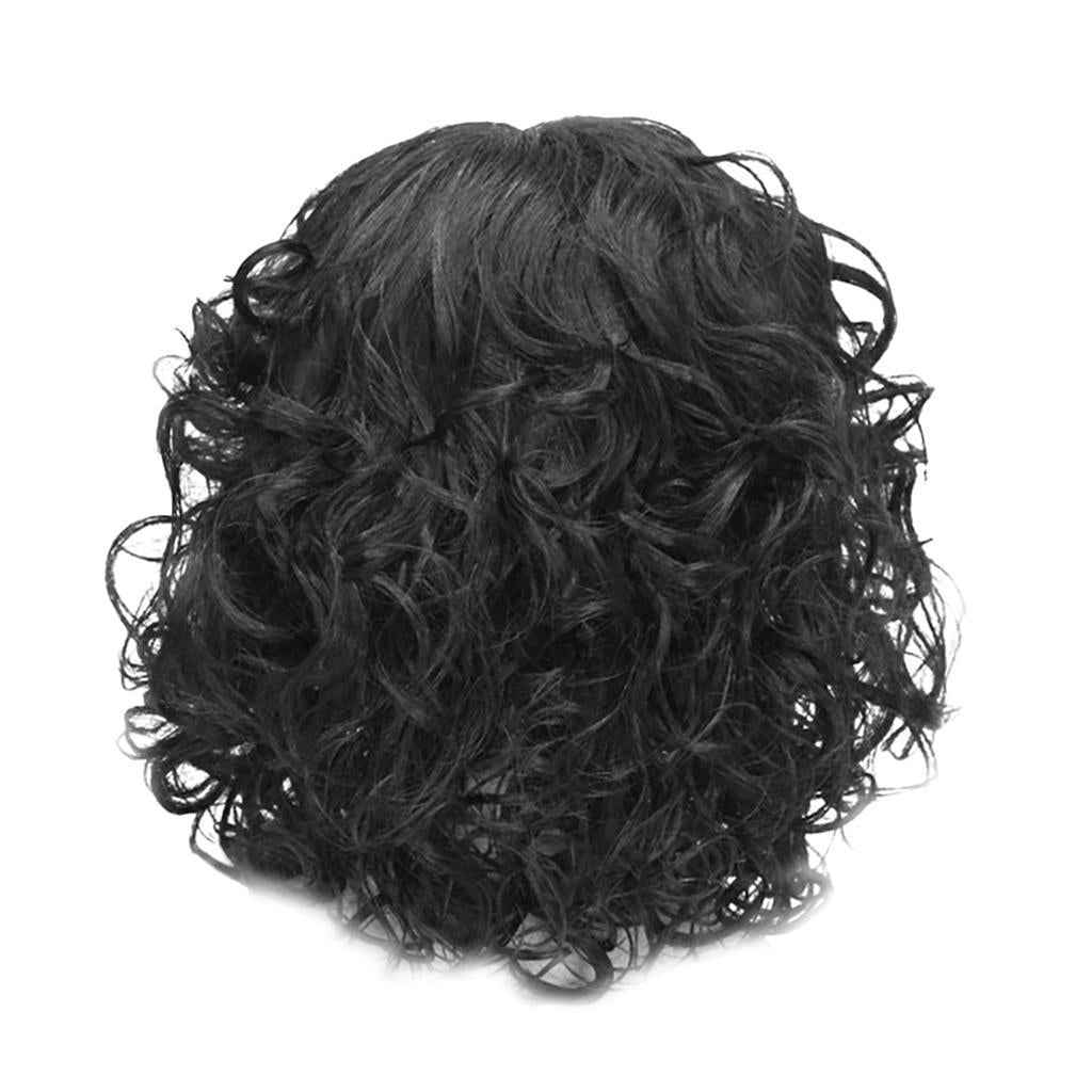 14" Elegant Women Short Fluffy Kinky Wavy Curly Synthetic Hair Wigs Black