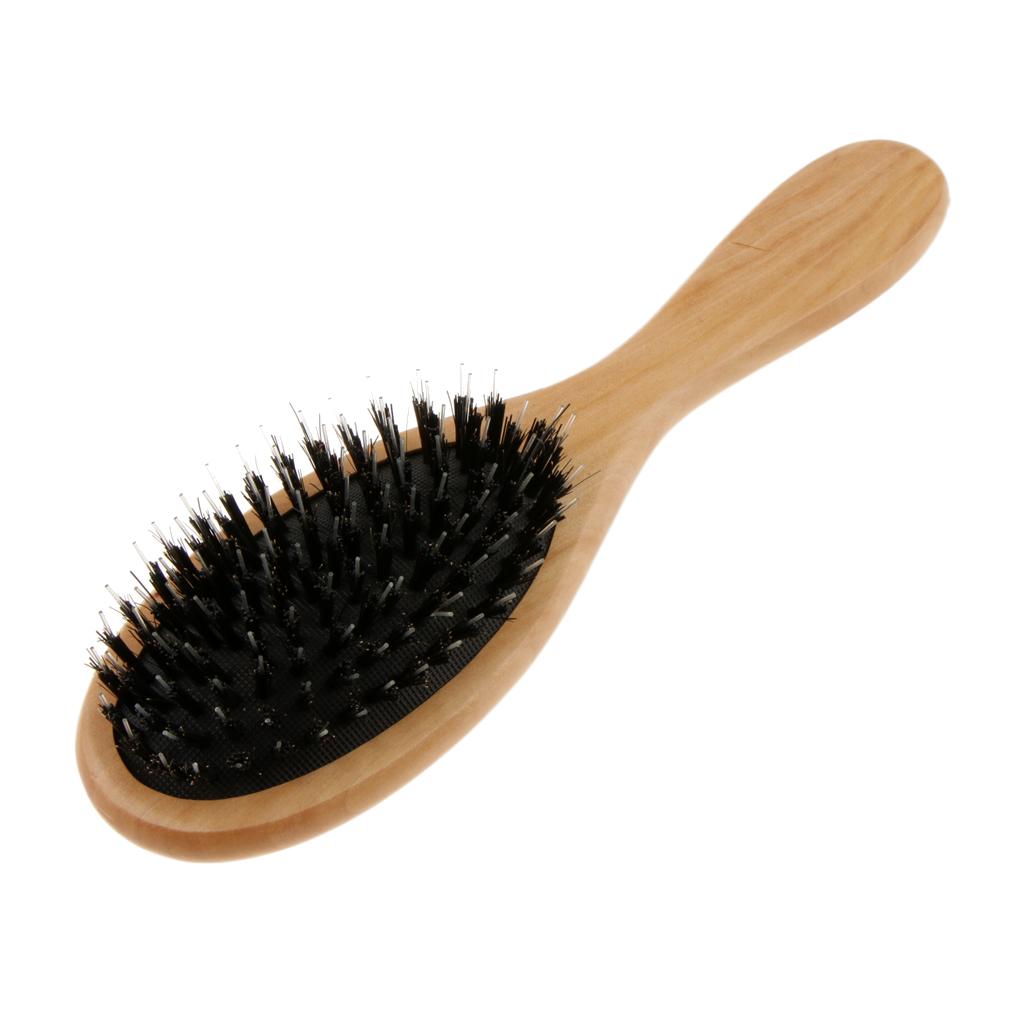 2xWooden Hair Brush Paddle Hairbrush Thick Curly Hair Detangler Scalp Massage