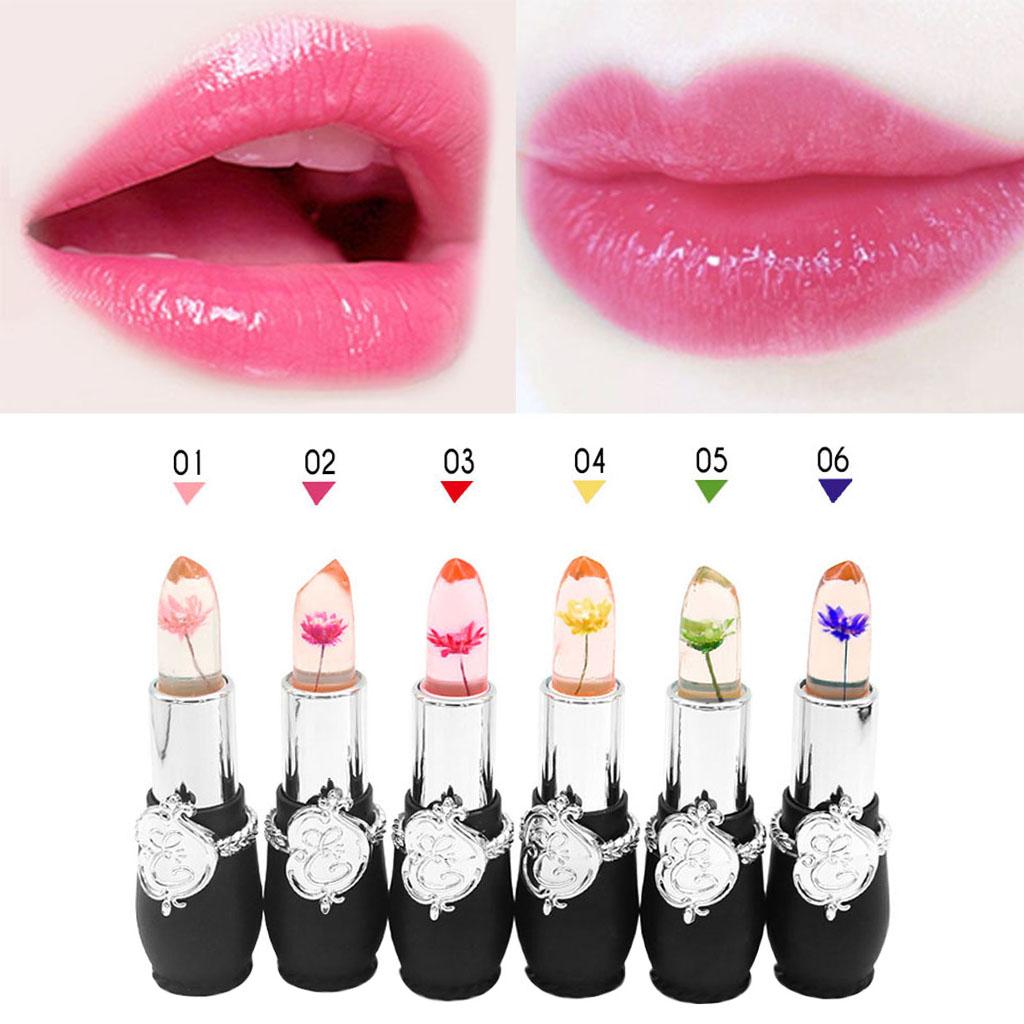 2xJelly Flower Lipstick Lasting Temperature Changing Lip Balm Pink Flower