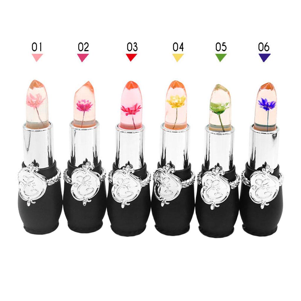 6xJelly Flower Lipstick Lasting Temperature Changing Lip Balm Pink Flower