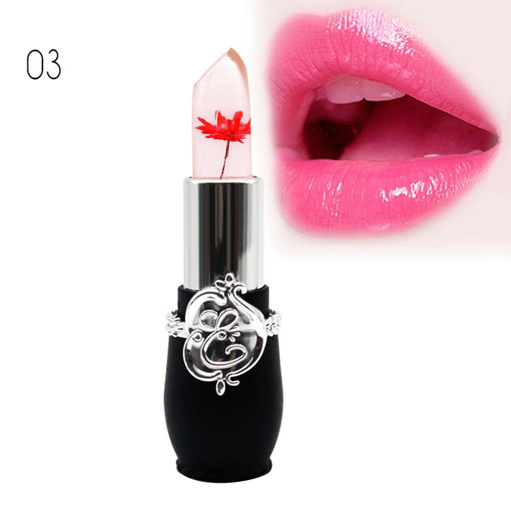 3xJelly Flower Lipstick Lasting Temperature Changing Lip Balm Red Flower