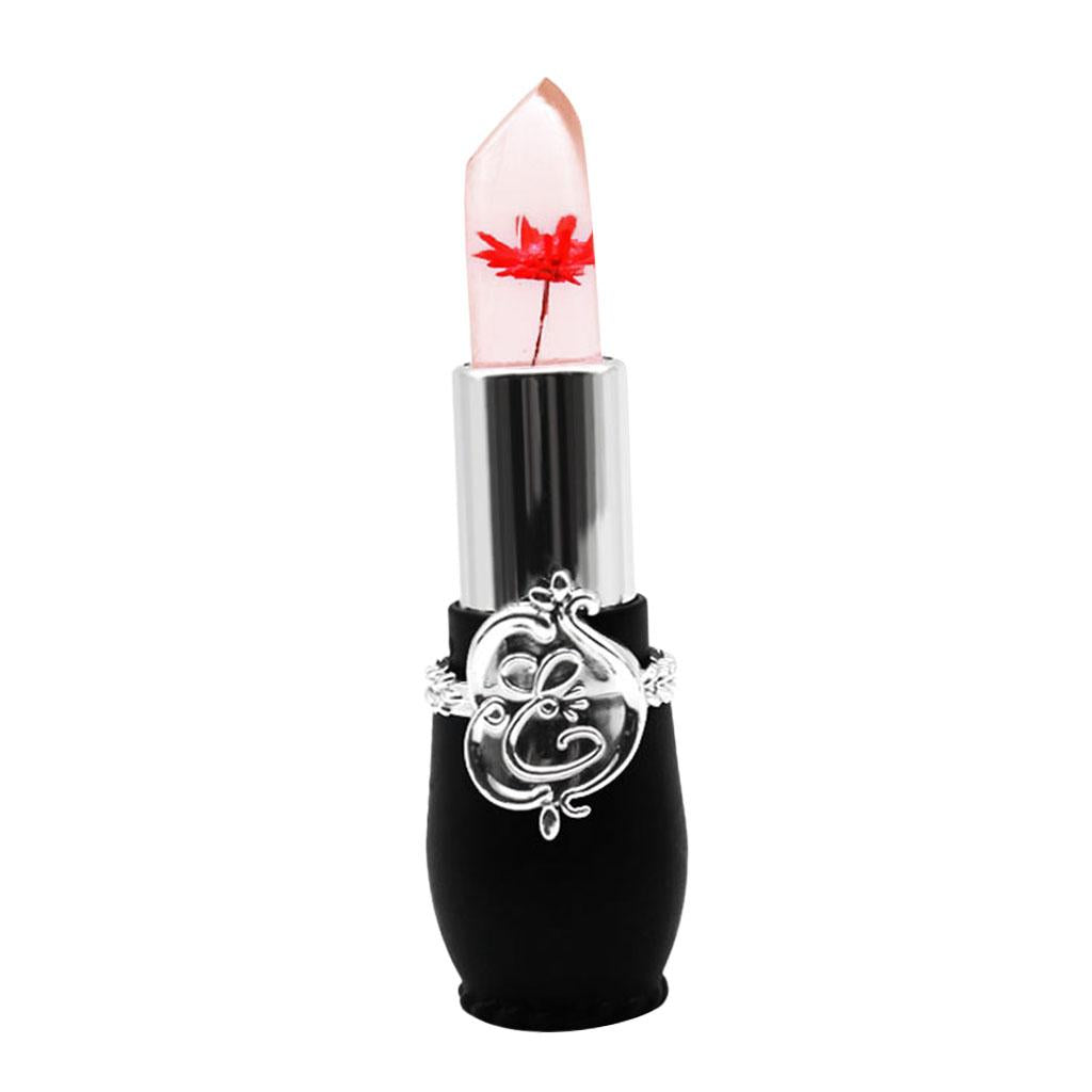 3xJelly Flower Lipstick Lasting Temperature Changing Lip Balm Red Flower