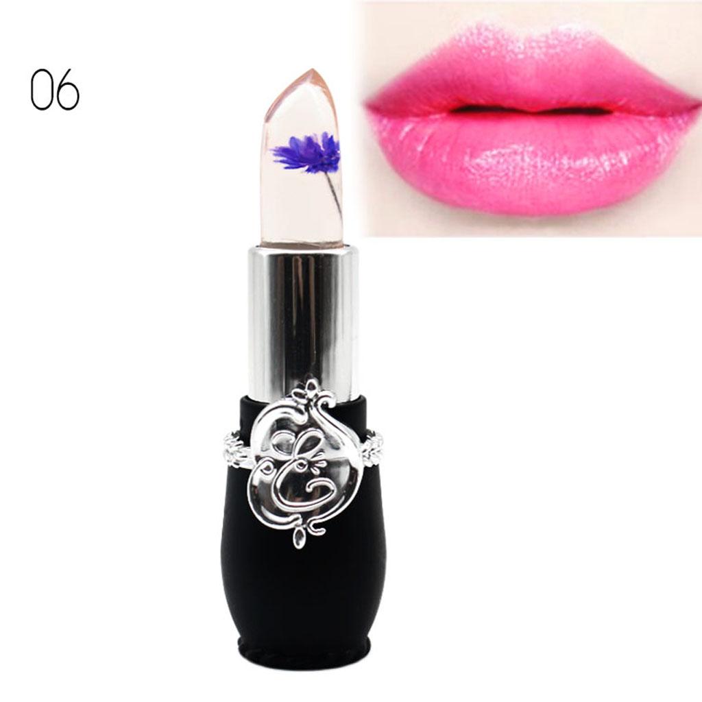 3xJelly Flower Lipstick Lasting Temperature Changing Lip Balm Purple Green
