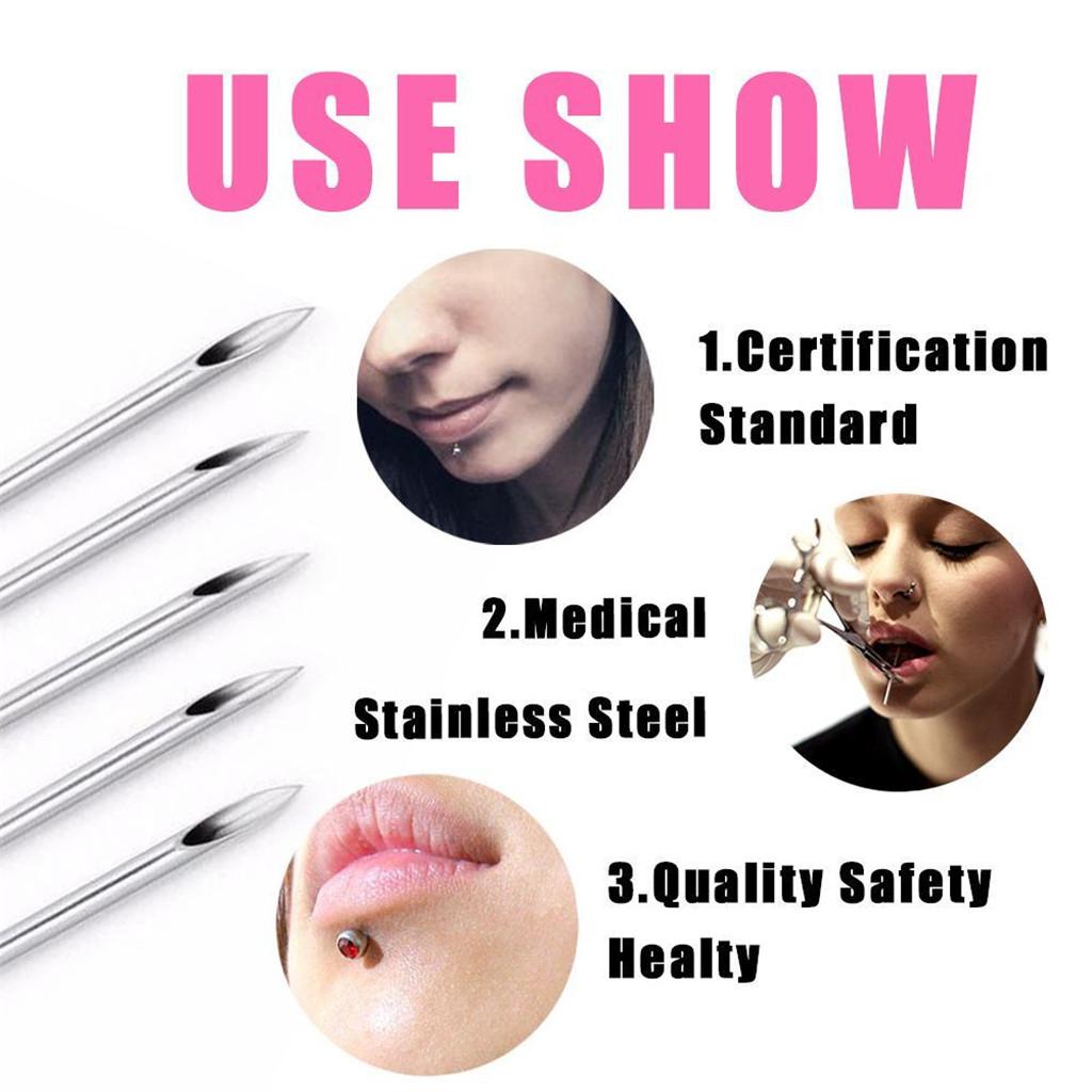 3x10/100 Pieces Sterilized Piercing Needles for Navel Ear Lip 14g 10pcs