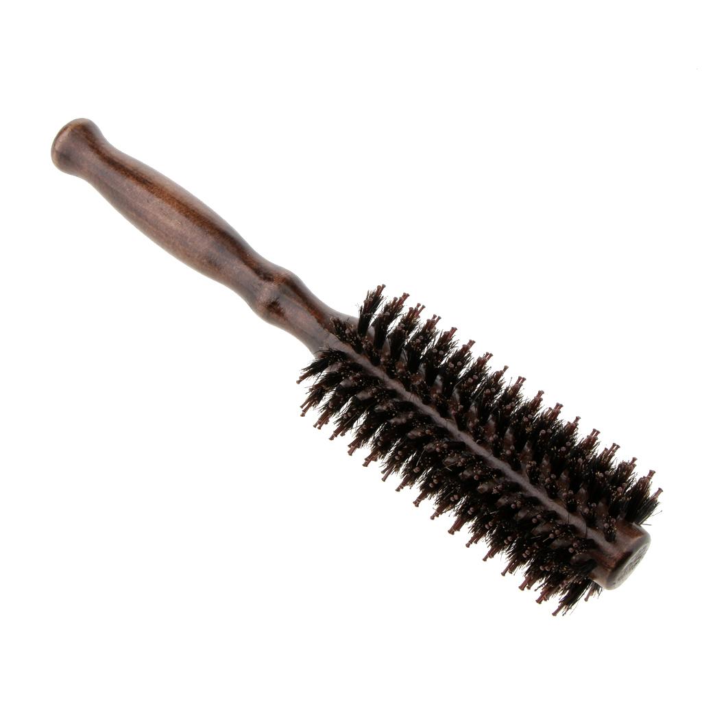 2xRound Wood Handle Hairbrush Barber Hairdressing Curling Hair Comb Brush 14 Rows
