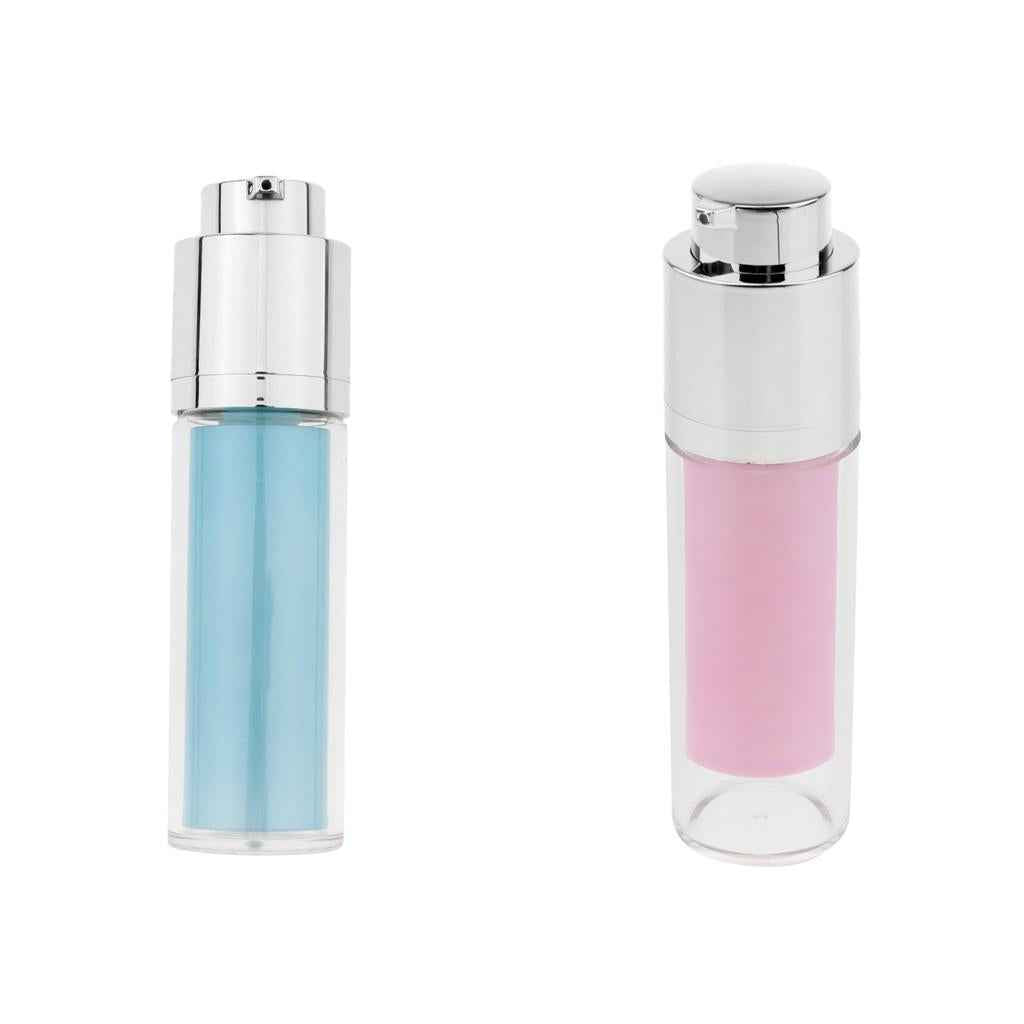 Vacuum Pump Press Spray Bottle Makeup Liquid Lotions Cosmetic Container Pink