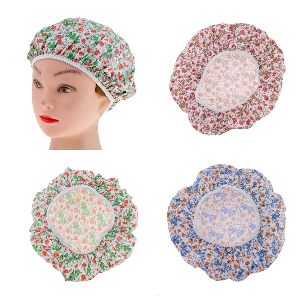 2xWomen Shower Caps Bathing Bath Hat Elastic Salon Hair Cover Head Cap Blue