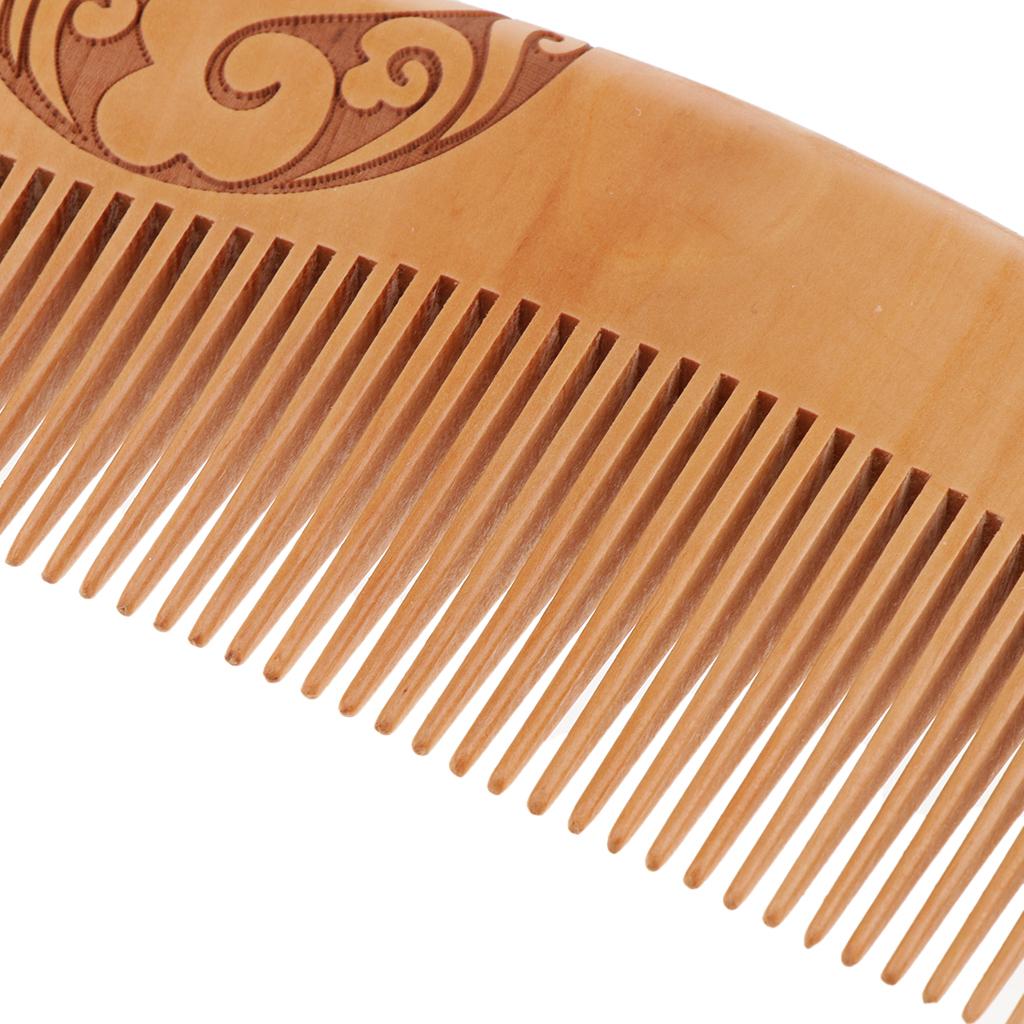 2xWood Fine Toothed Comb Antistatic Mahogany Combs Head Massage Wooden Brush D