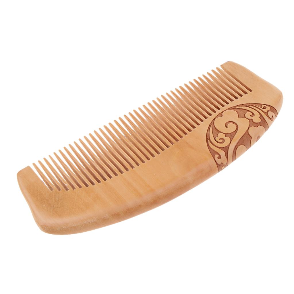 2xWood Fine Toothed Comb Antistatic Mahogany Combs Head Massage Wooden Brush D