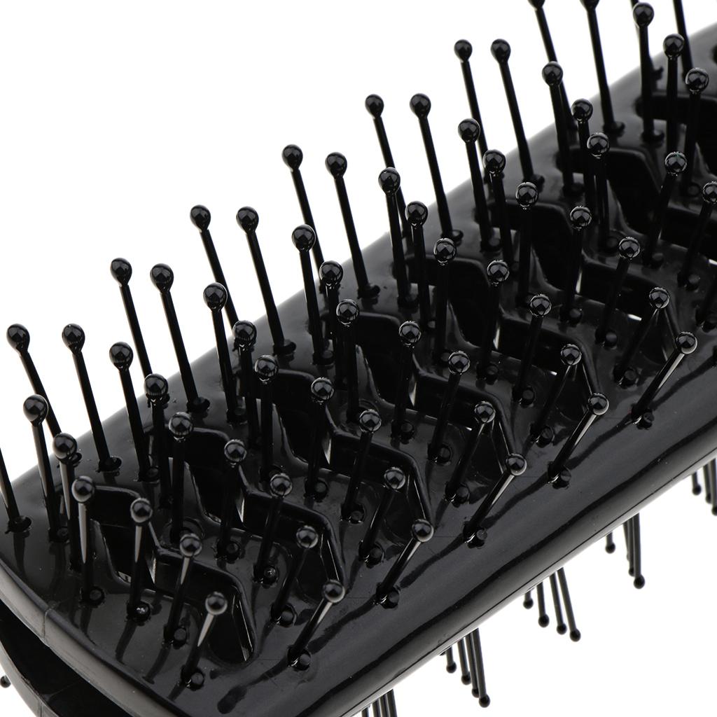 4x2 Side Vented 9 Row Styling Hairbrush Detangler Comb for Wet   Black