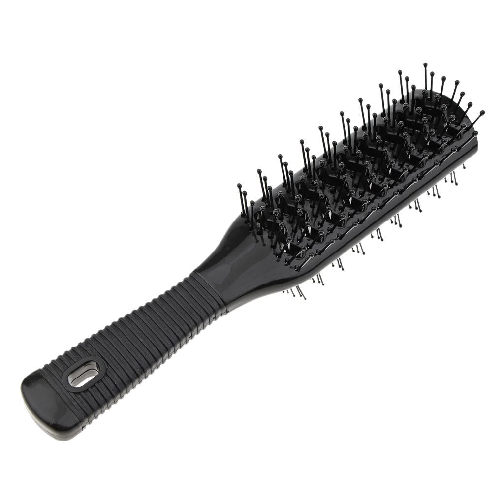 4x2 Side Vented 9 Row Styling Hairbrush Detangler Comb for Wet   Black
