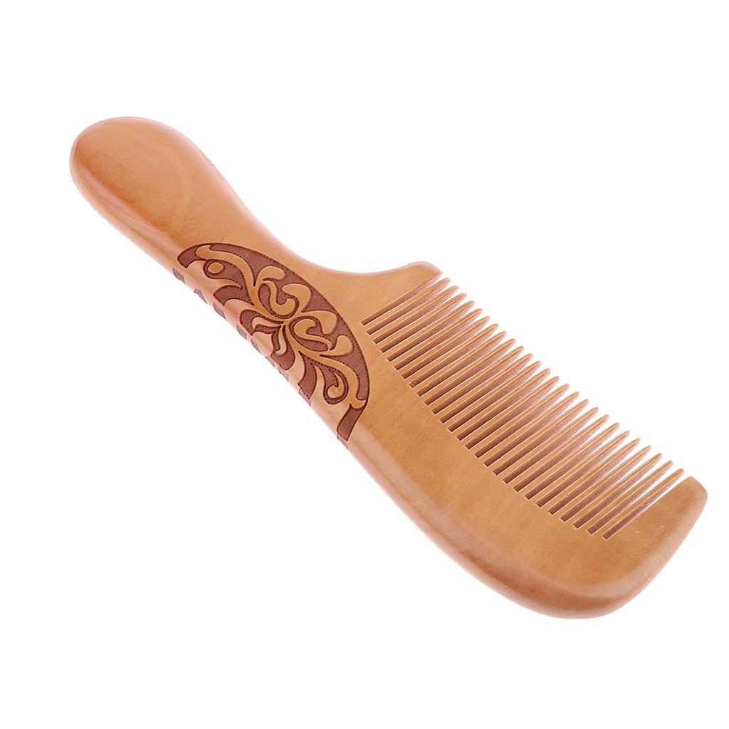 4xWood Fine Tooth Anti-static Mahogany Comb Scalp Massage Wooden Combs H