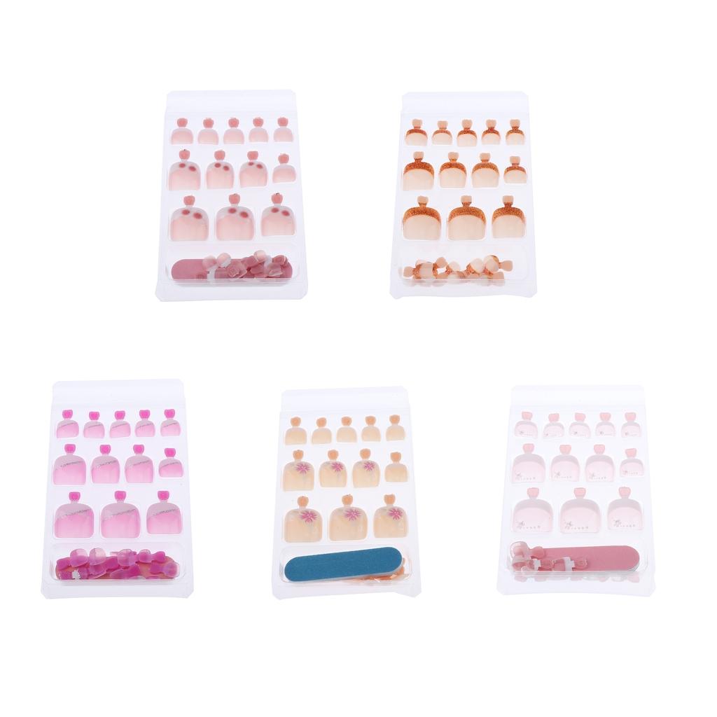 3x24pcs False Toe Nails French Full Toenails Feet Nail Art Fake Decoration HY-TN-4025