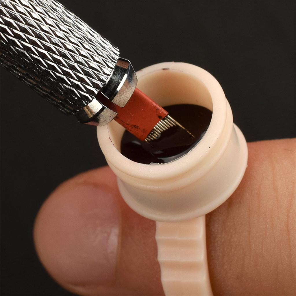 4x100PCS Silicone Pigment Rings Tattoo Ink Cups Makeup Ring Glue Holder Soft M