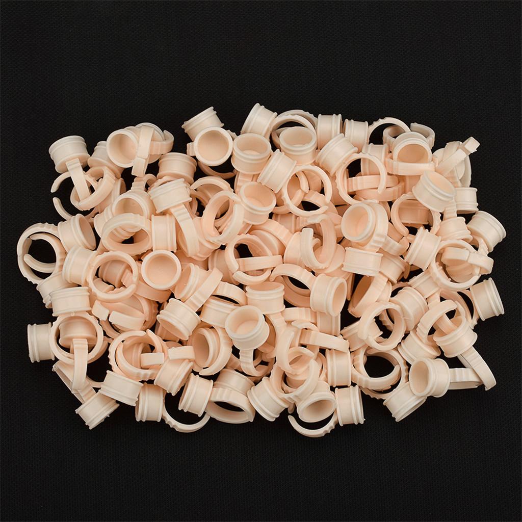 3x100PCS Silicone Pigment Rings Tattoo Ink Cups Makeup Ring Glue Holder Soft M