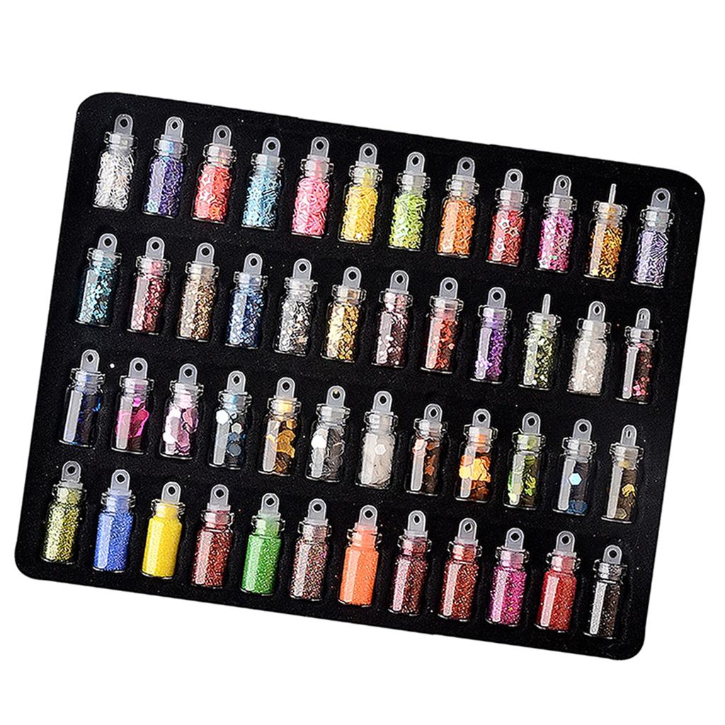 4x48 Bottles DIY Nail Art Glitter DIY Tips Shiny 3D Nails Rhinestones Charms