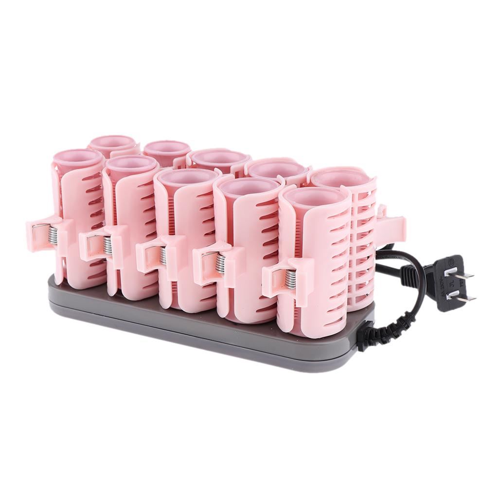 10pcs/set Electric Hair Rolling Roller Hair Curling Curler Clip US Plug Premium Style