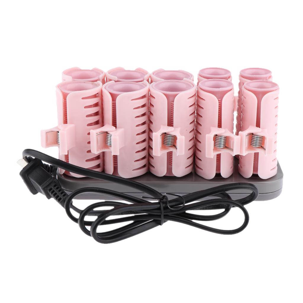 10pcs/set Electric Hair Rolling Roller Hair Curling Curler Clip US Plug Premium Style