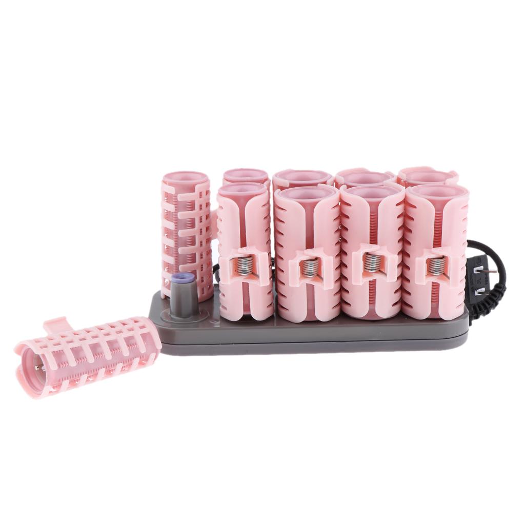 10pcs/set Electric Hair Rolling Roller Hair Curling Curler Clip US Plug Premium Style