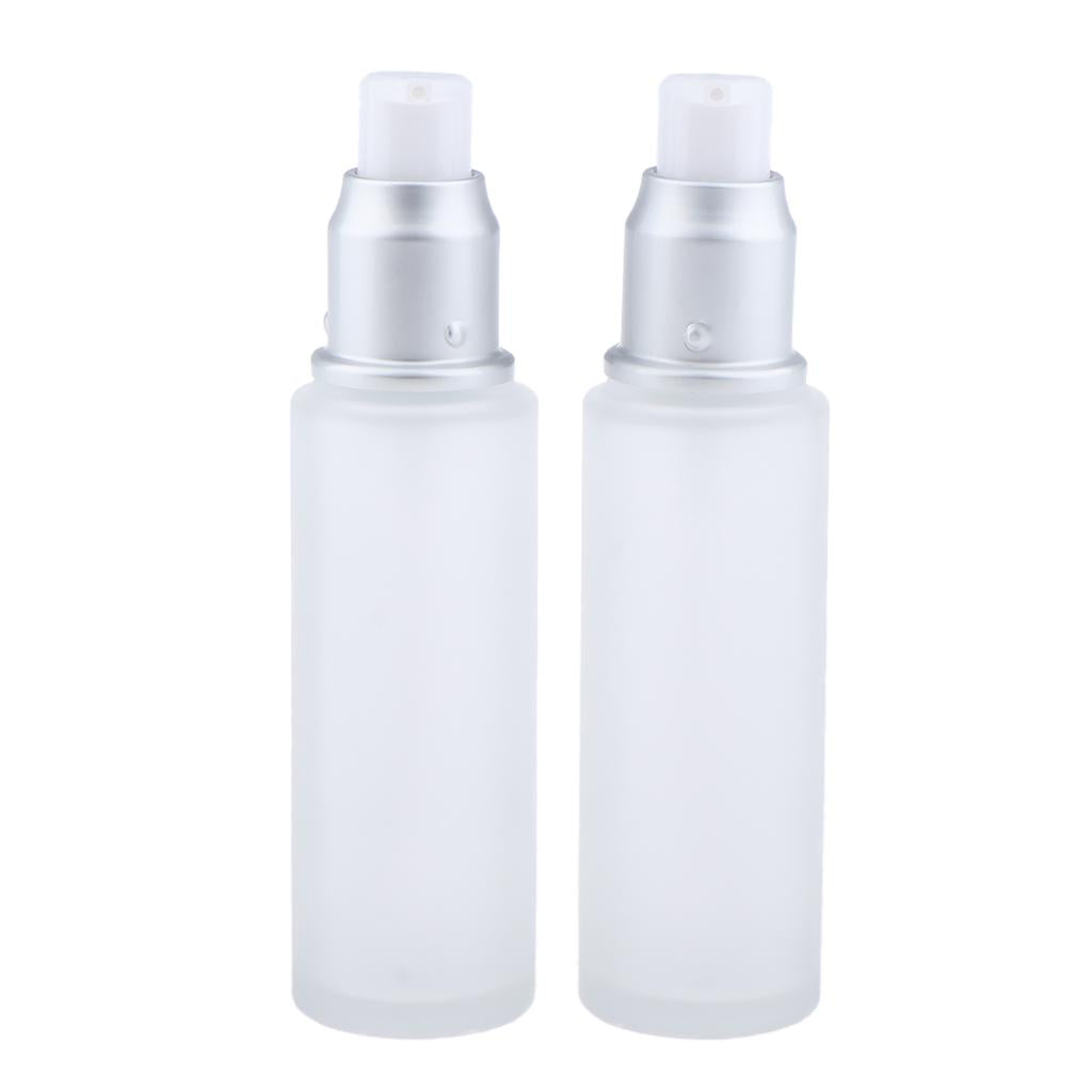 2x2Pcs Empty Glass Bottles Cosmetic Makeup Travel Lotion Containers 50ml Pump