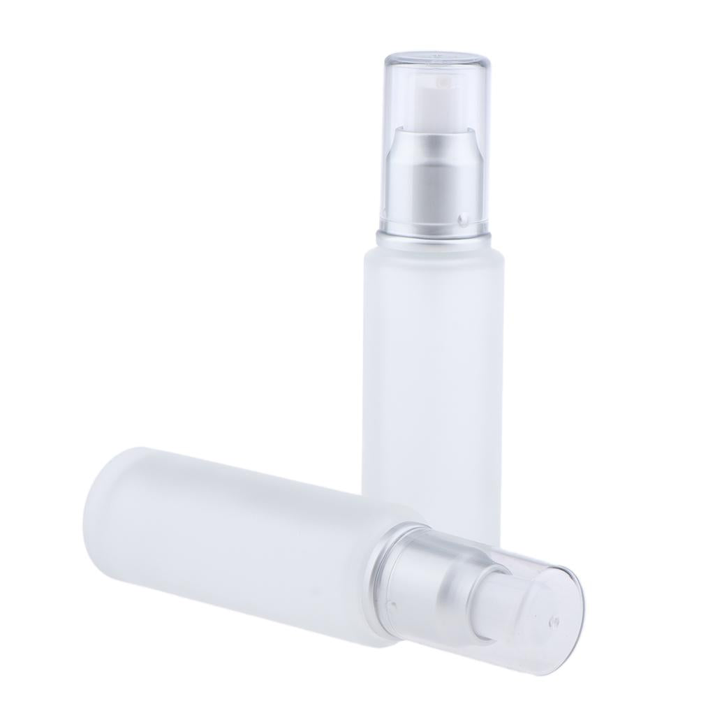 4x2Pcs Empty Glass Bottles Cosmetic Makeup Travel Lotion Containers 50ml Pump