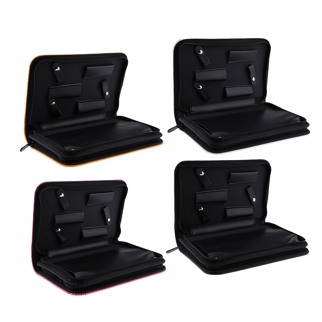 4pcs Soft Leather Hair Scissors Shears Case Hairdressing Comb Pouch Holster