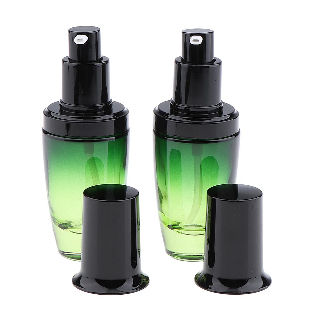 2x2x Empty Glass Makeup Container Face Cream Jars Pump Bottle Case for Travel 30ML