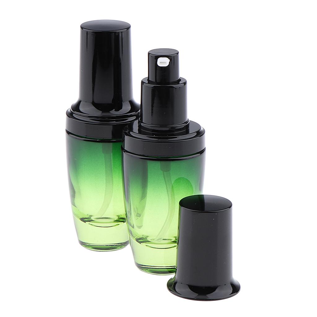 2x2x Empty Glass Makeup Container Face Cream Jars Pump Bottle Case for Travel 30ML