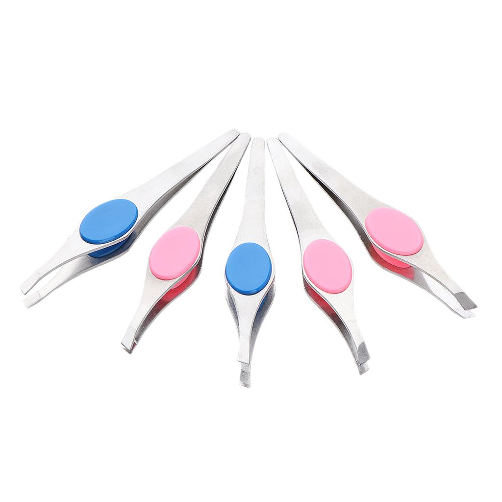 2x5x Stainless Slant Flat Tweezers for Eyebrow Shaping Facial Hair Removal 02