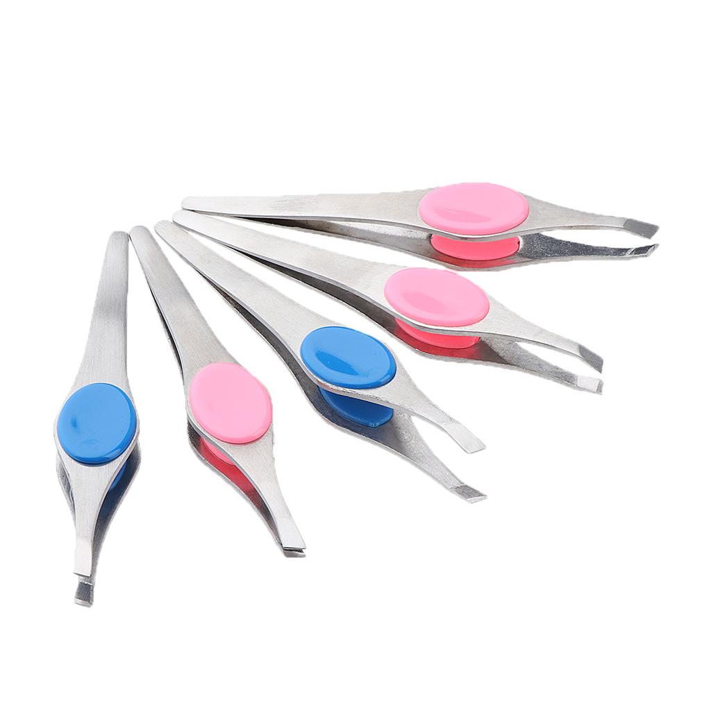 5x5x Stainless Slant Flat Tweezers for Eyebrow Shaping Facial Hair Removal 02