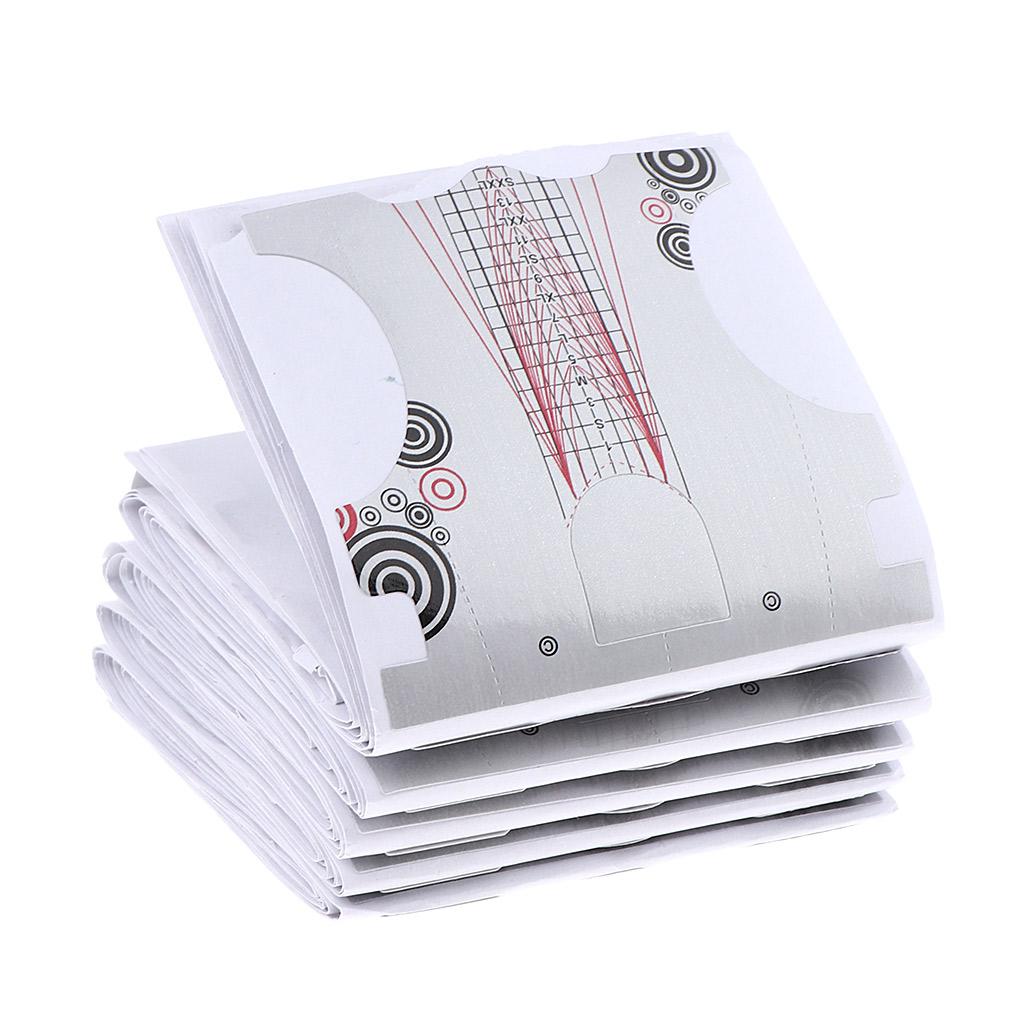 4xNail Art Tips Extension Guide Form Stickers for Acrylic UV Gel 100pcs Gray