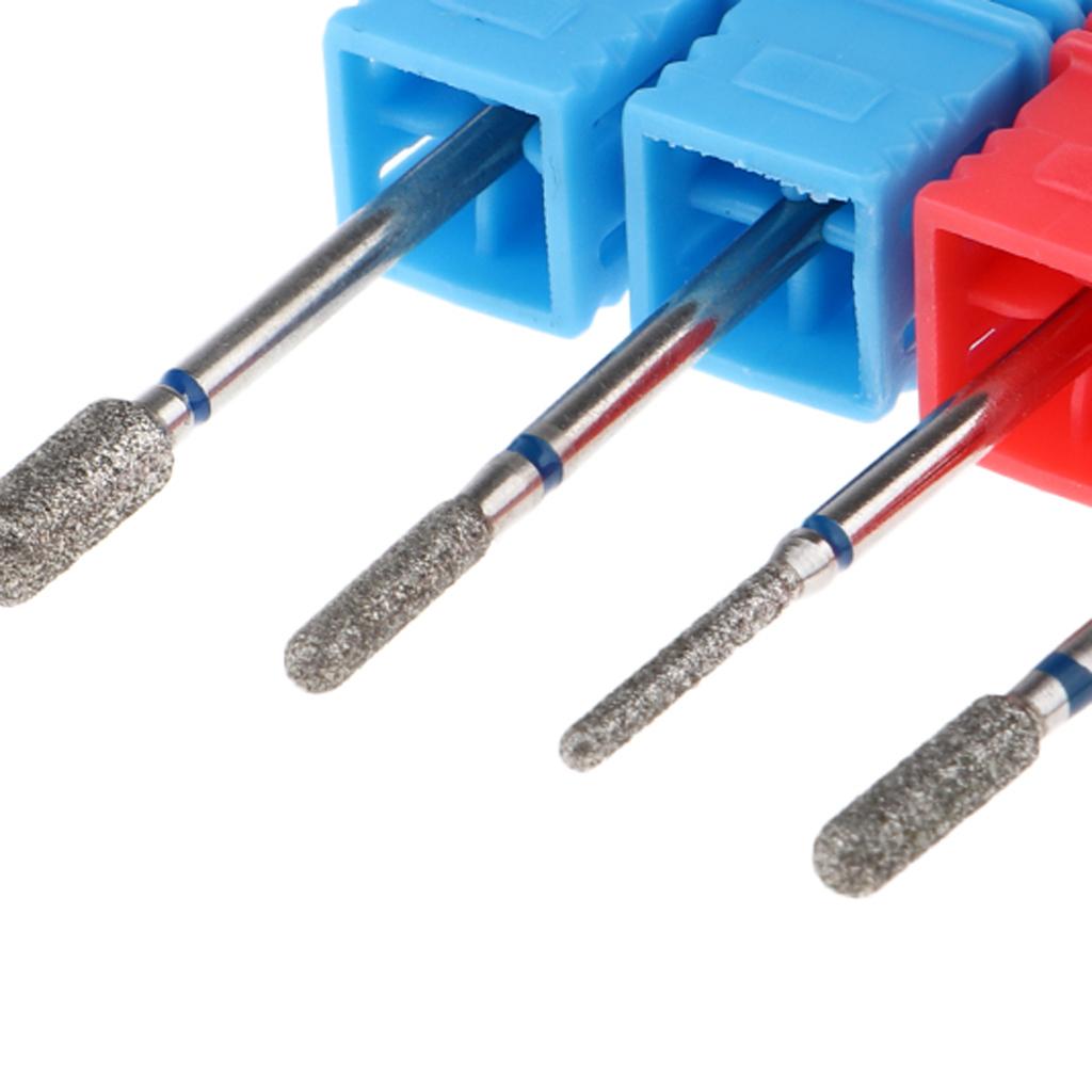 2x4pcs Nail Drill Bits 3/32 Diamond Cuticle Clean Electric Files Buffing Bits"