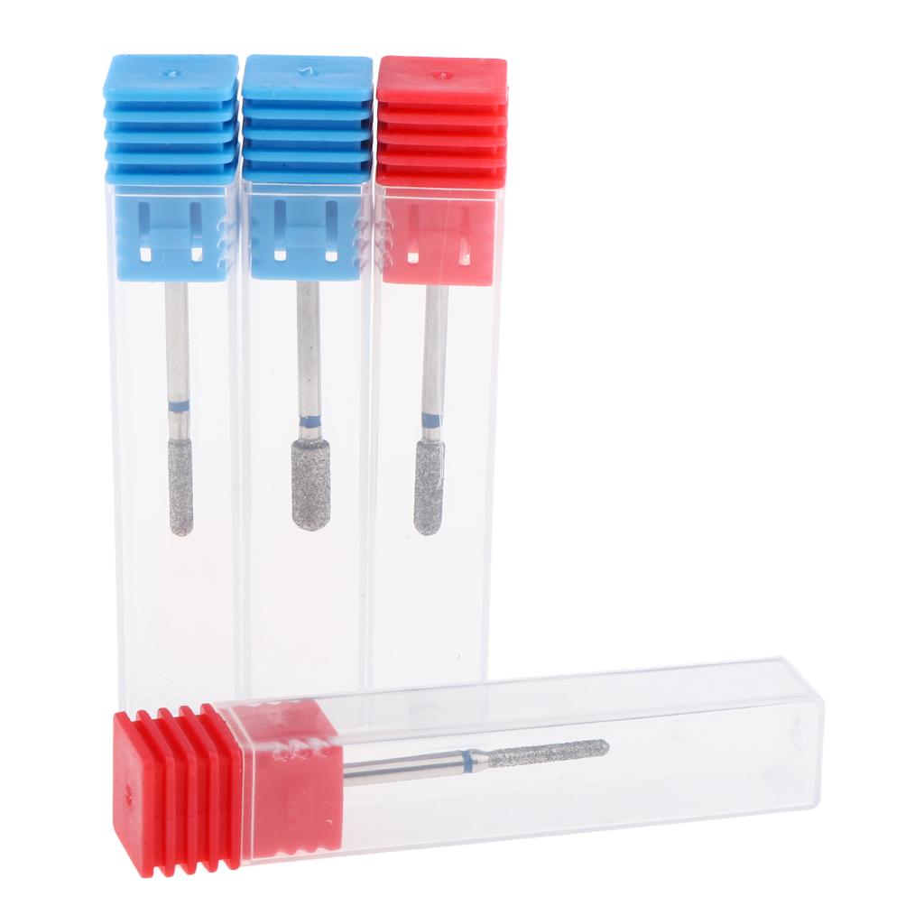 2x4pcs Nail Drill Bits 3/32 Diamond Cuticle Clean Electric Files Buffing Bits"