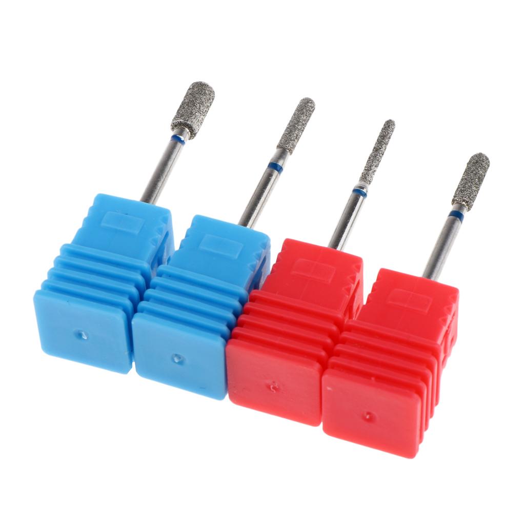 2x4pcs Nail Drill Bits 3/32 Diamond Cuticle Clean Electric Files Buffing Bits"