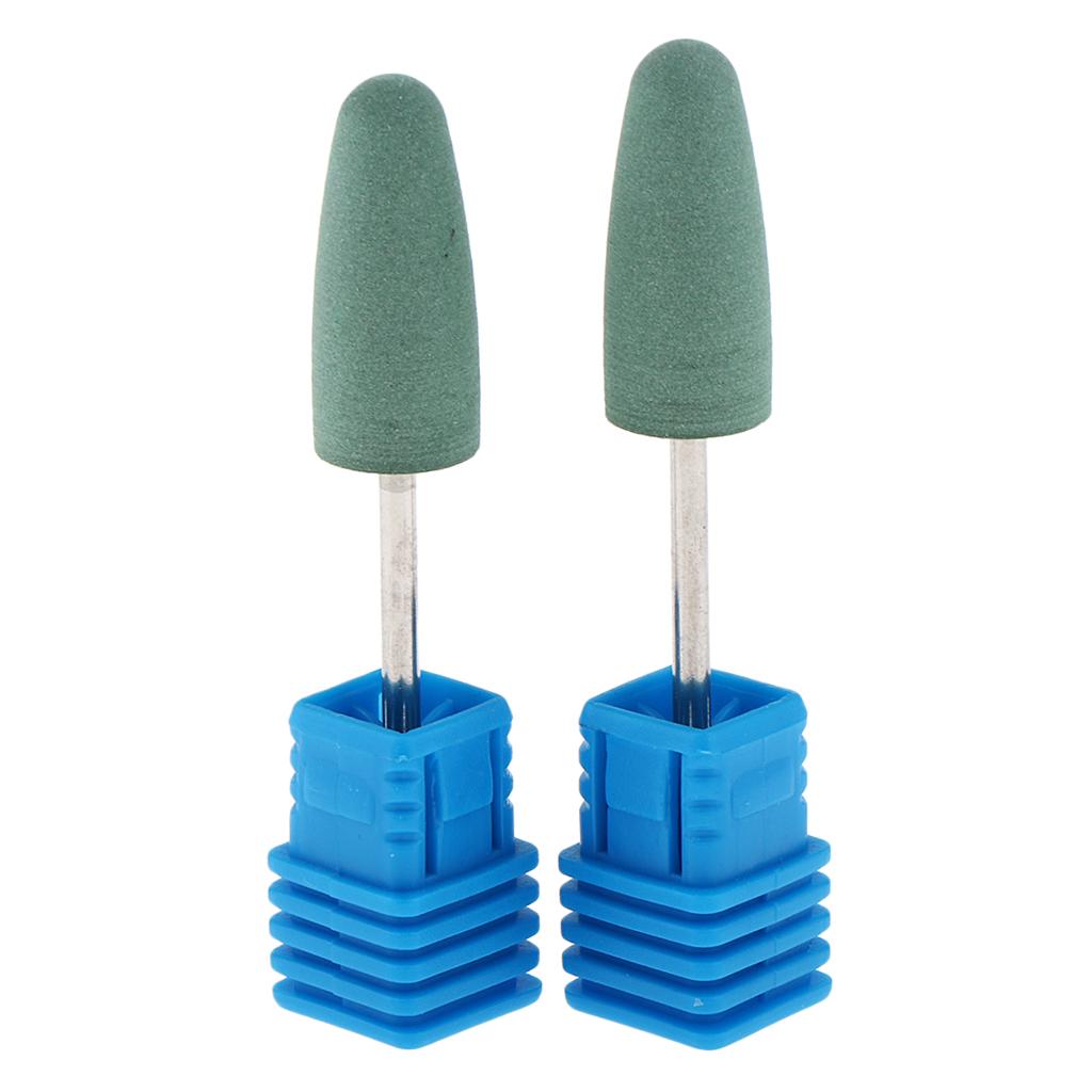 2x2pcs Pro Silicone Nail Polishing Cuticle Pusher Nail Art File Drill Bit X03