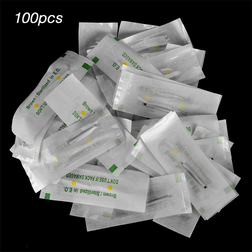 100x Eyebrow Blades Microblading Tattoo Brows Needles Makeup Tools 18R Pins