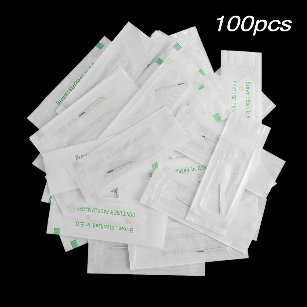 100x Eyebrow Blades Microblading Tattoo Brows Needles Makeup Tools 5R Pins