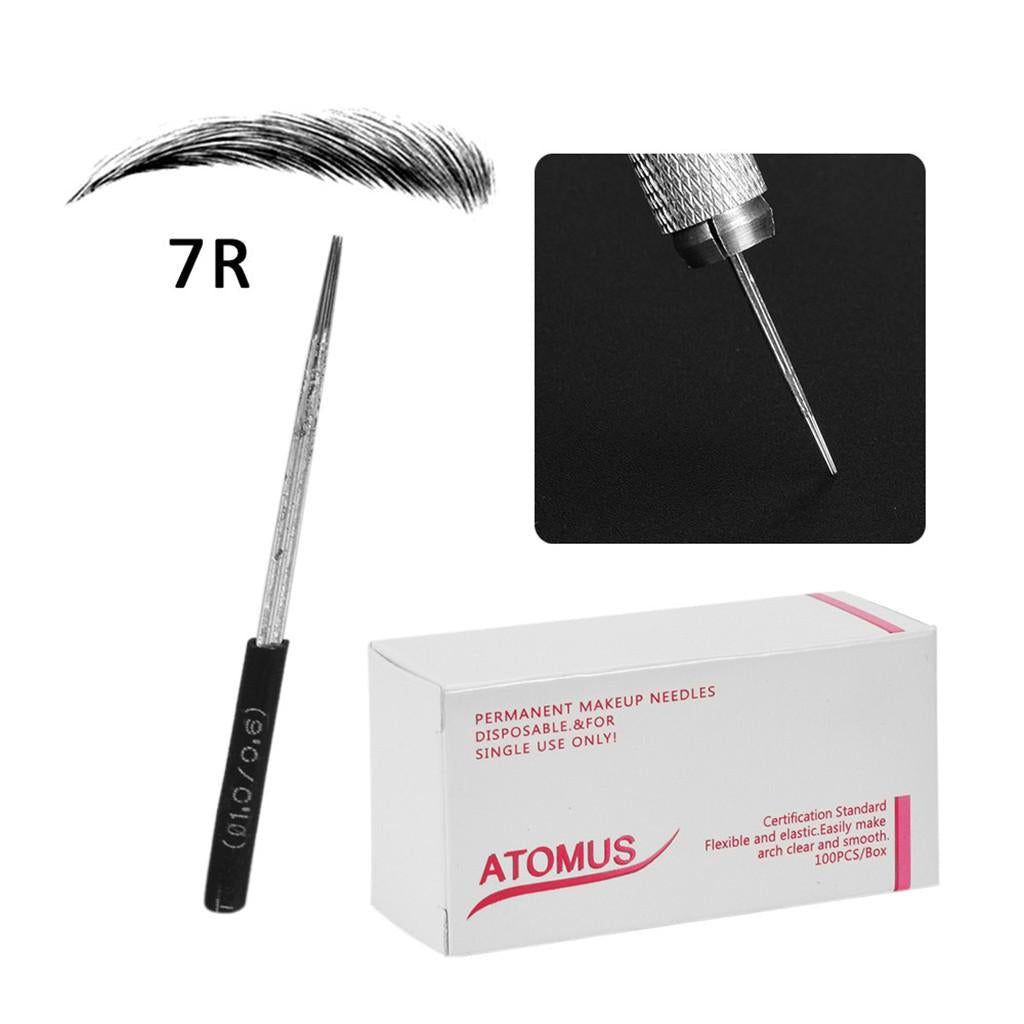 100pcs Stainless Steel Microblading Eyebrow Tattoo Disposable Blades Needles 7R