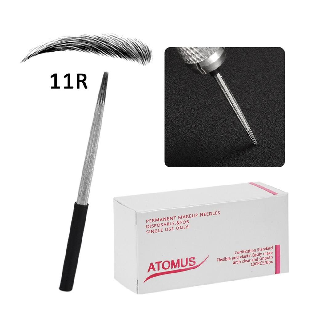 100pcs Stainless Steel Microblading Eyebrow Tattoo Disposable Blades Needles 11R