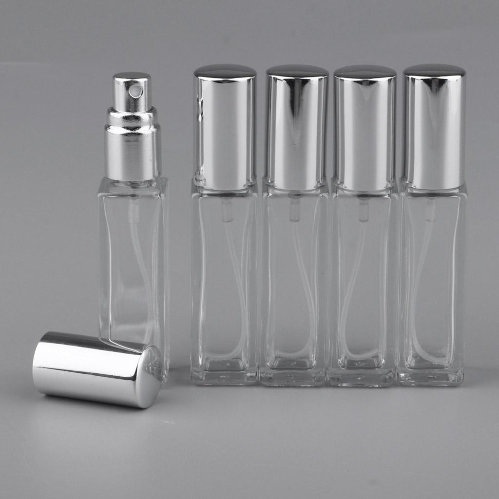 2x5x 8ml Refillable Perfume Atomizer Empty Spray Bottle Silver Cap