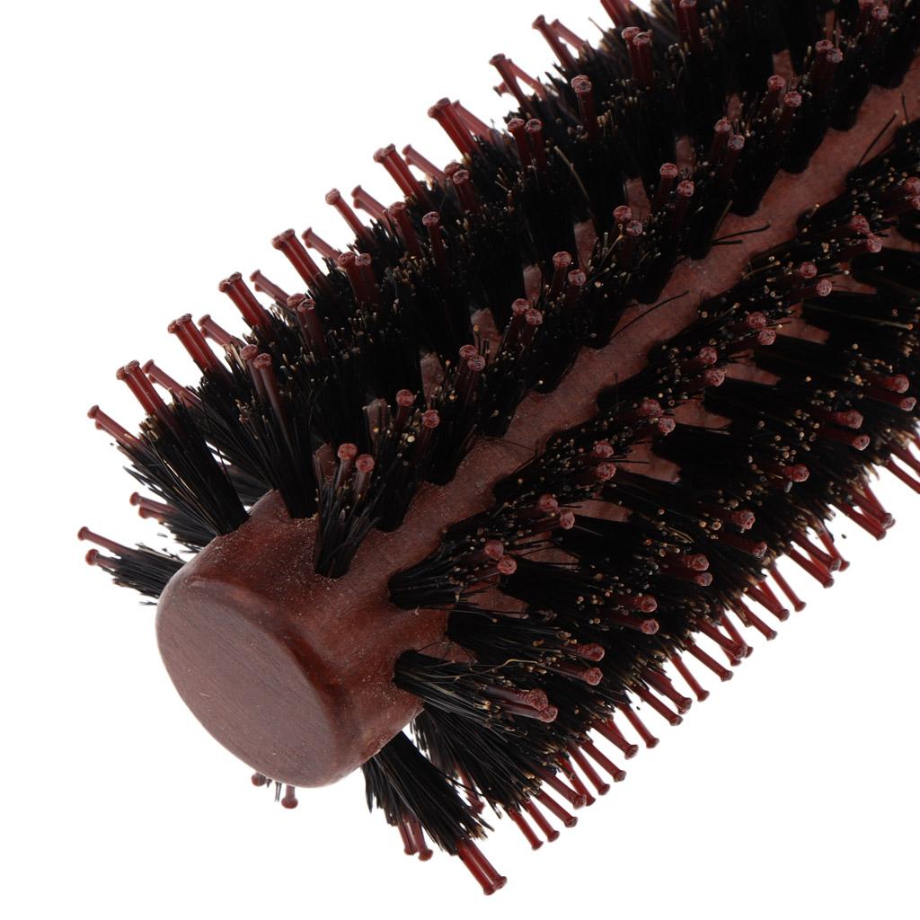 2xBristles Wood Round Styling Hairbrush Roll Comb for Curling Straight Hair 01
