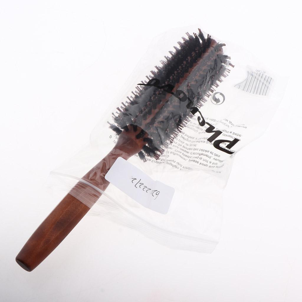 2xBristles Wood Round Styling Hairbrush Roll Comb for Curling Straight Hair 01