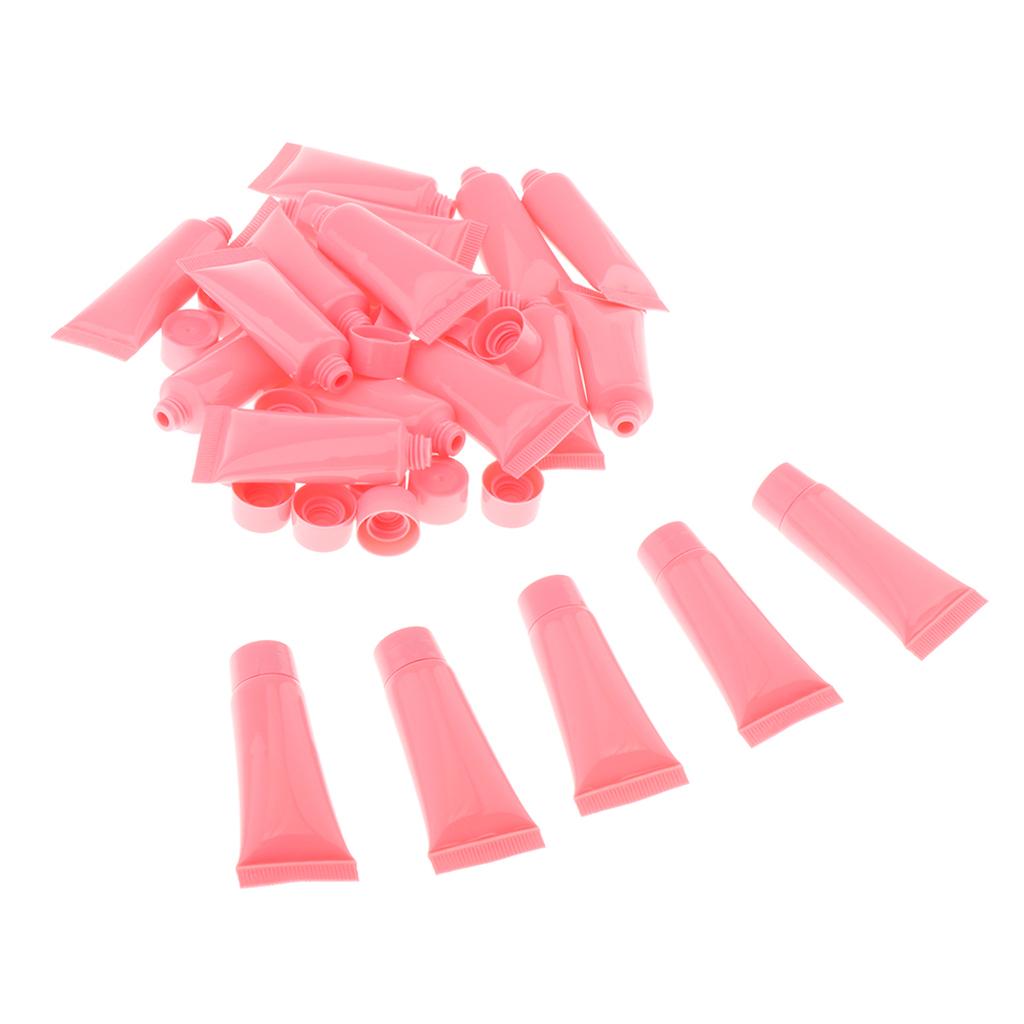 20x 10ml Empty Plastic Tubes Bottles for Body Lotion Cream Lip Gloss Pink