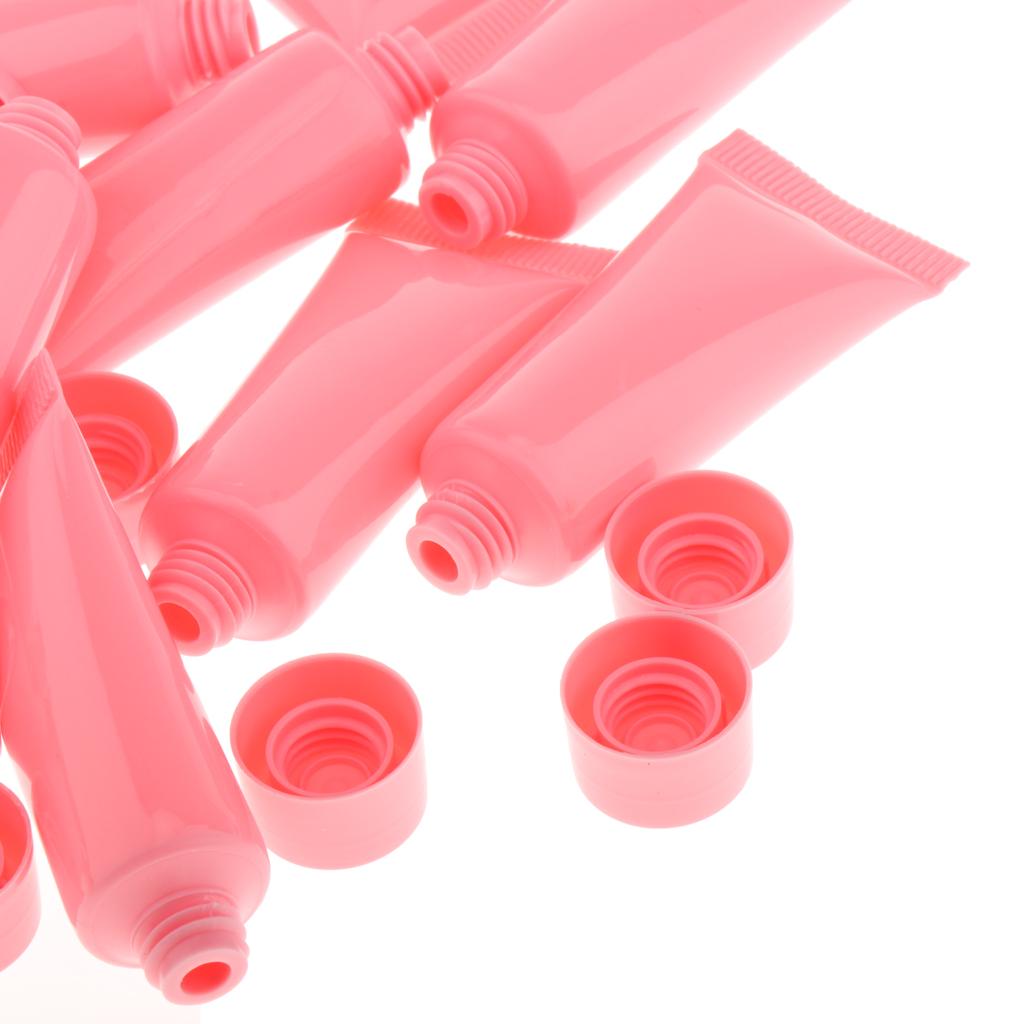 20x 10ml Empty Plastic Tubes Bottles for Body Lotion Cream Lip Gloss Pink