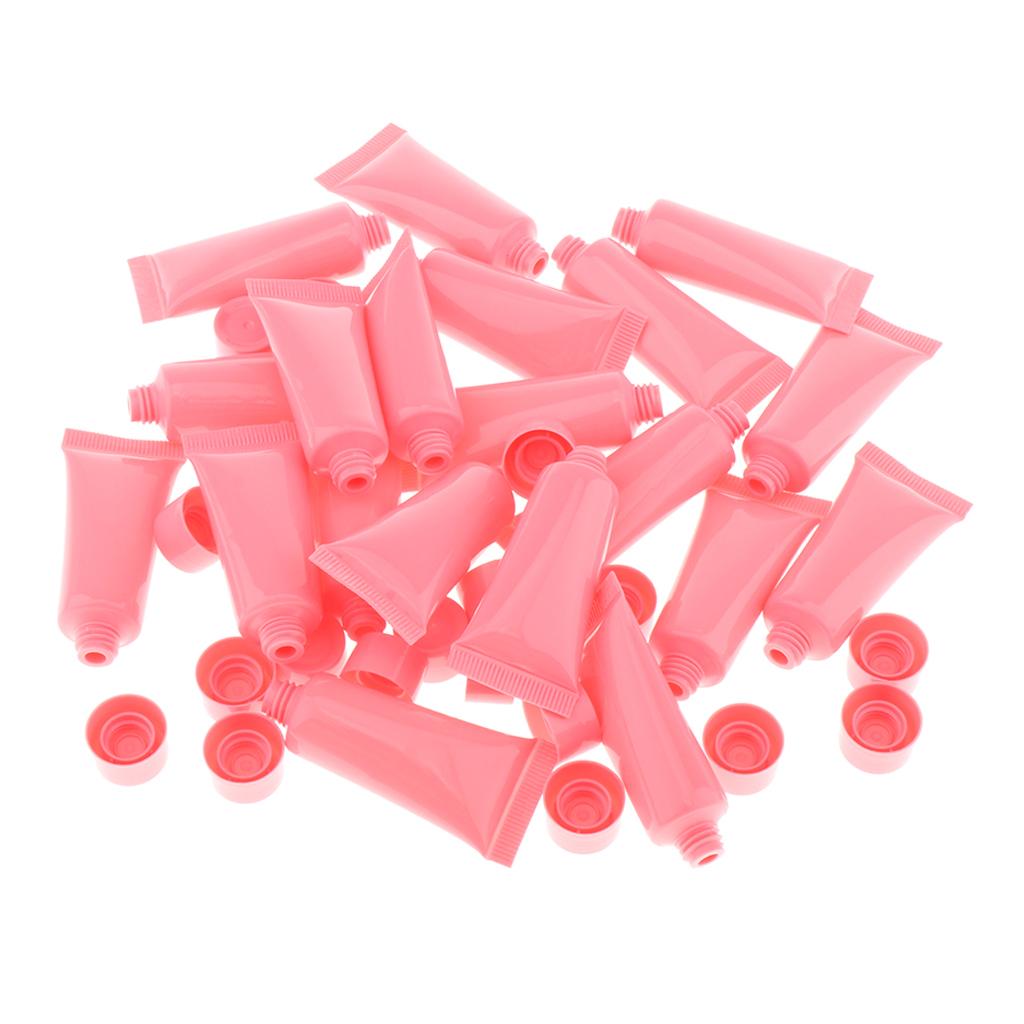 20x 10ml Empty Plastic Tubes Bottles for Body Lotion Cream Lip Gloss Pink