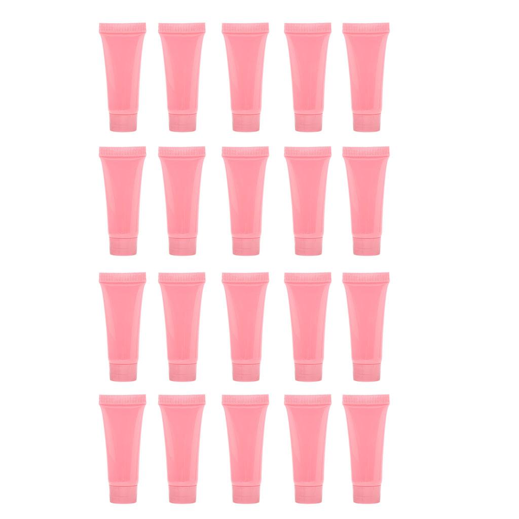 20x 10ml Empty Plastic Tubes Bottles for Body Lotion Cream Lip Gloss Pink