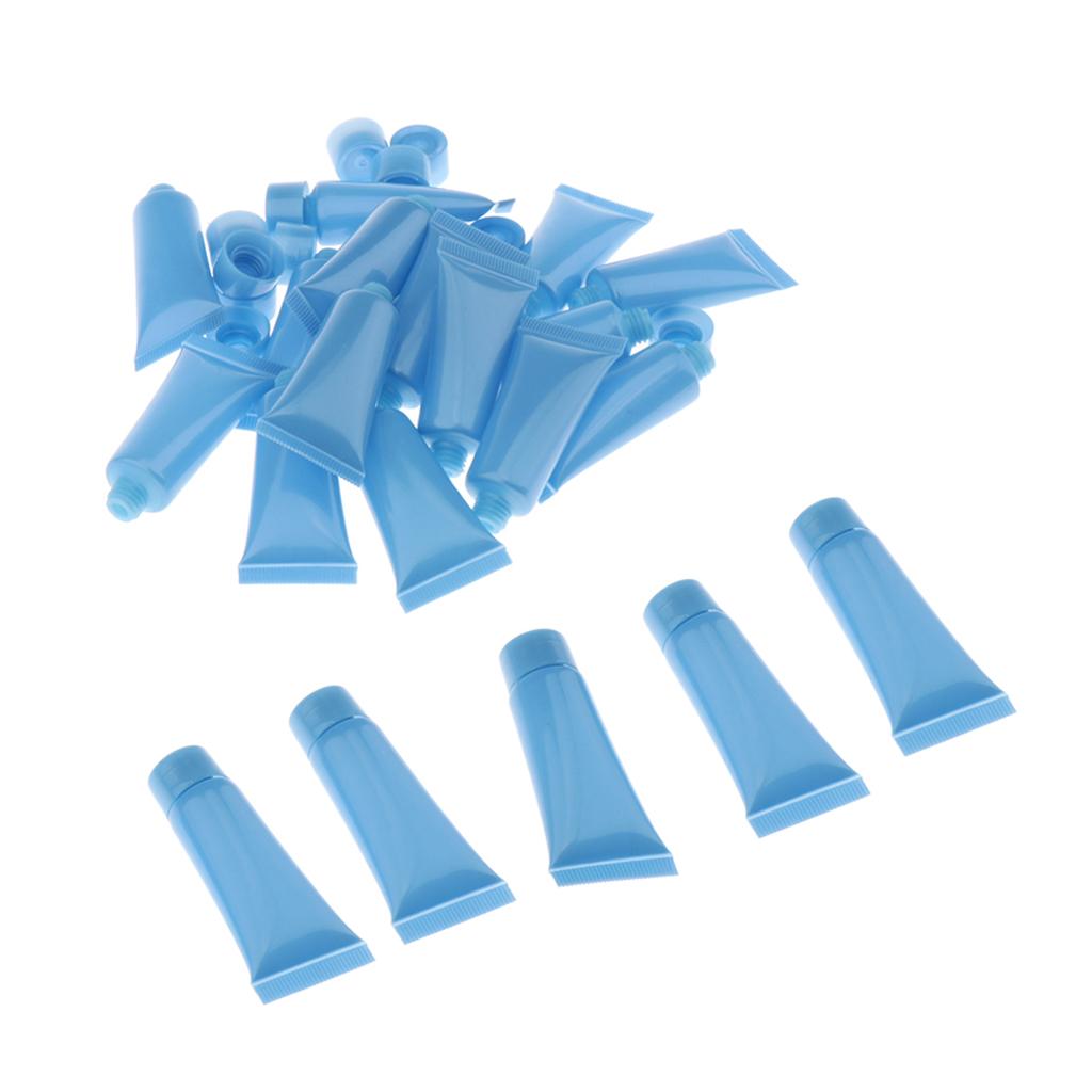 20x 10ml Empty Plastic Tubes Bottles for Body Lotion Cream Lip Gloss Blue