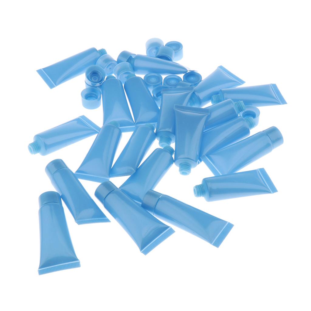 20x 10ml Empty Plastic Tubes Bottles for Body Lotion Cream Lip Gloss Blue