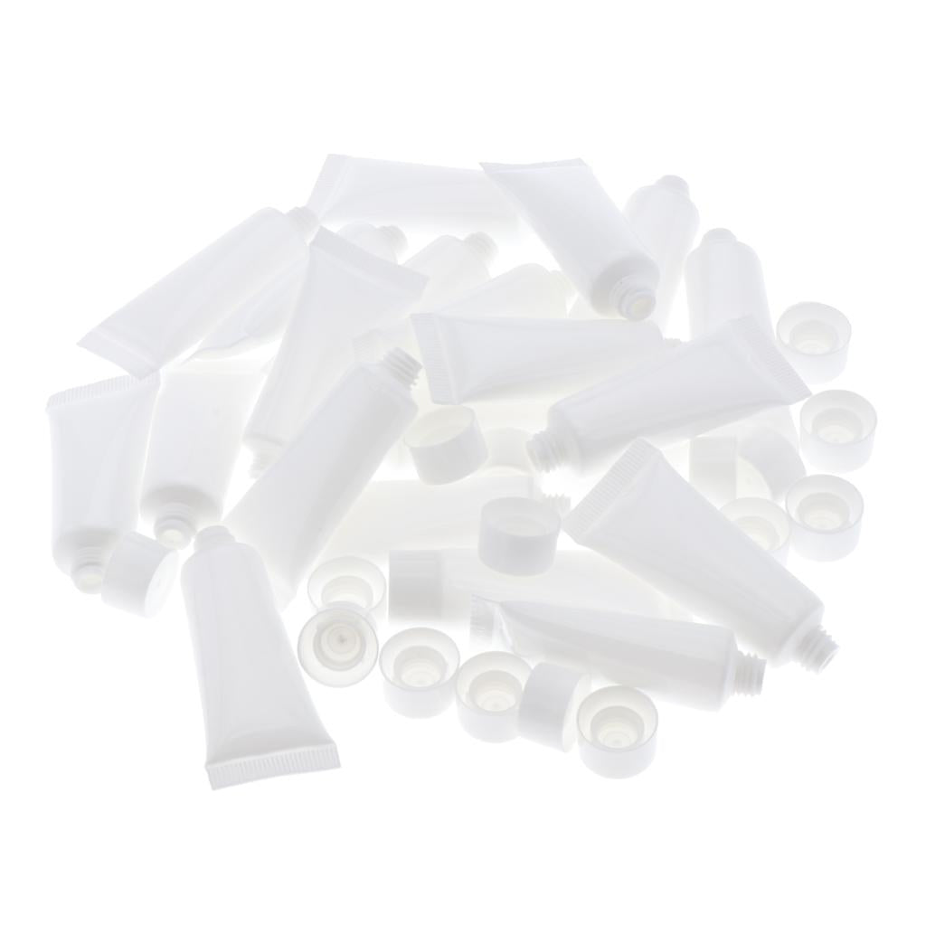 20x 10ml Empty Plastic Tubes Bottles for Body Lotion Cream Lip Gloss White
