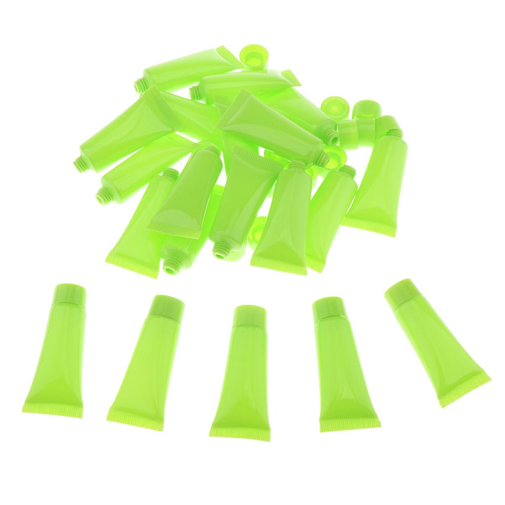 20x 10ml Empty Plastic Tubes Bottles for Body Lotion Cream Lip Gloss Green